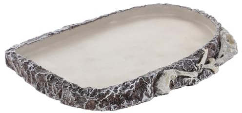 Hemobllo Cuenca de Agua de Tortuga de Agua Cuenca de Resina para Comida de Tortuga Comedero para Mascotas Pequeñas para Tanque de Reptiles