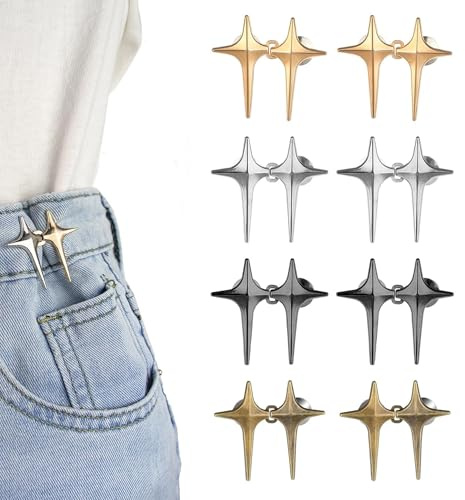TogtherKings 8 st midjeträningsbyxor, justerbara jeansknappar, avtagbar stjärna knappar för att dra åt jeans, knapp sömlösa byxor för byxor, jeans