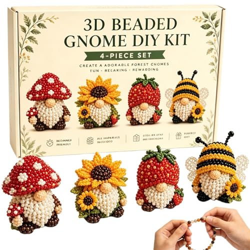 Kit Fai Da Te Gnome Con Perline 3D, Kit Artigianale Di Gioielli Fatti A Mano, Con Istruzioni, Ricamo Con Perline Di Simpatici Animali Per Adulti, Adolescenti, Principianti, Appassionati