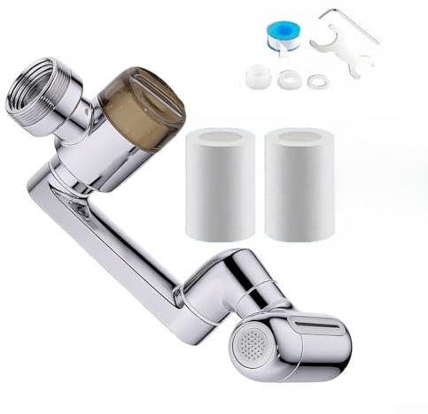 Grifo giratorio, cuatro rociadores de lluvia de cobre, extensión telescópica de brazo robótico de agua suave para grifo de cocina y baño