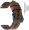 EACHE Vintage Herren Uhrenarmband Braunes 24mm Ersatz-Uhrenband Crazy Horse Classic Armband Leder Dunkelbraun Schwarz Gebürstete Stahl Schnalle