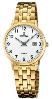 Festina Reloj Mujer Analógico de Acero Inoxidable 316l Dorado
