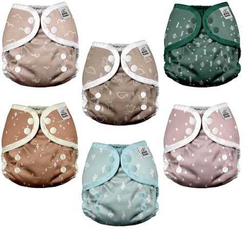 Mama Koala Reusable Adjustable Cloth Diaper Covers with Double Gusset for Girls and Boys, Snap Closure, Size S (Simply Neautrals)