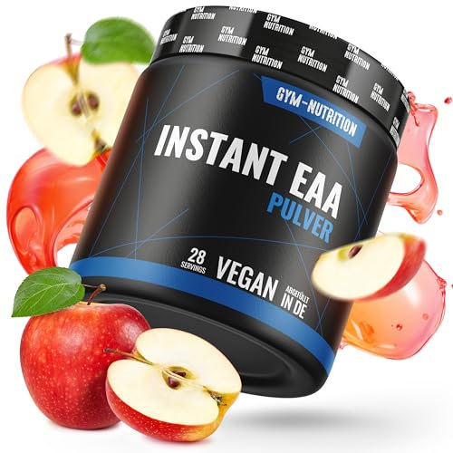 EAA Pulver hochdosiert 500g | 8 essentielle Aminosäuren | Vegan | Mit BCAA | (Grüner Apfel)