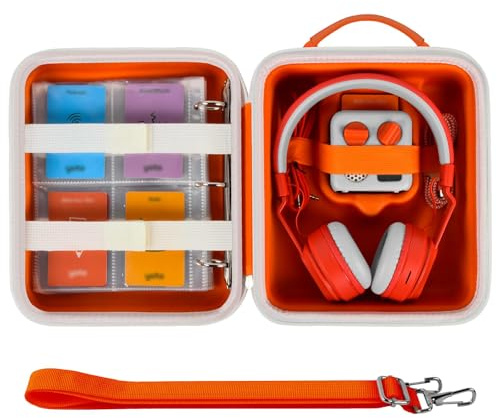 casmilee Travel Case Compatible with Yoto Mini – Kids Audio & Music Player, Holder Bag for Children’s Speaker Plays Audiobook Cards (Orange, Large)