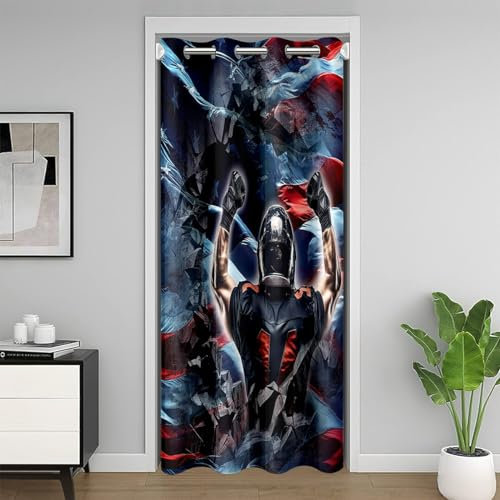 Loussiesd Jungen Fußball Türvorhang 106x203cm USA Flagge Vorhang Rugby Sports Vorhang für Innentür Raumteiler