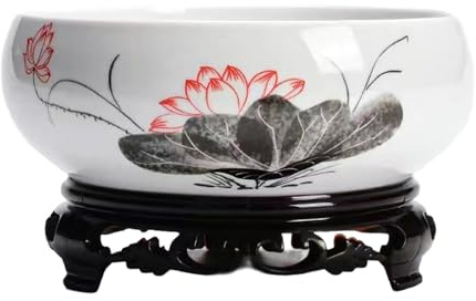SUIOPPYUW Elegante fiore di loto Ciotole di loto Piantagione al chiuso Ciotole di esposizione del balcone di loto per piantare vasi d'acqua Piante Acqua, E, 16.5 * 15 * 6.5CM