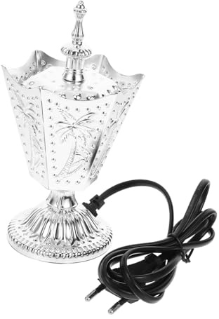 ABOOFAN BrûLeur D'Encens ÉLectrique en Fer Argenté Style Moyen-Orient Porte-Encens DéCoratif Compact pour Maison Bureau Et Yoga Ornement Ambiance Paisible