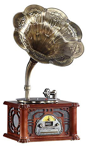 ZJFHEYUO Giradischi in Vinile, fonografo Cinese, Giradischi retrò in Vinile, Vecchio Stile, Giradischi Classico Stereo per Ufficio