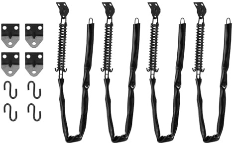 PATIKIL Screen Door Chain,(25 Inch, Black) (4 Pcs), Zinc Plated Steel Spring Storm Door Protector with 1 Pcs Corner Bracket and S-Hook, Suit for - Medium Lightweight Storm Screen Doors