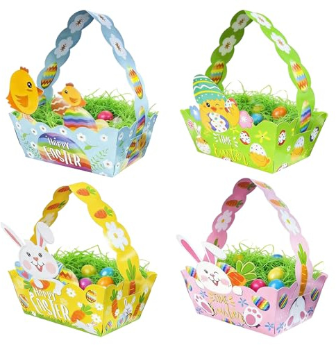 shallyong Sacchetti Pasquali, 12 Pezzi Cestini Pasquali, Cestini Pasquali Fai da Te, Cesti per Caccia alle Uova di Pasqua,Cestino Artigianato Regalo di Pasqua