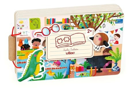 Vilac - Livre Puzzles Les Activité pour Enfant Dès 3 Ans Multicolore | Pages épaisses façon puzzle à assembler | scènes du quotidien à découvrir | motricité fine et vocabulaire | idée cadeau