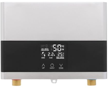 Mini chauffe-eau électrique instantané 6000 W - Chauffe-eau électronique - Pour cuisine - Montage mural - Avec affichage de la température LED et télécommande