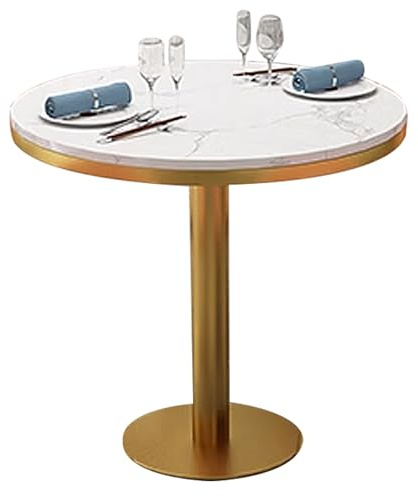 Modernt barbord i marmor – bänkhöjd cocktail och bistrobord med d metallbas, runt köksbord (höjd 105 cm)