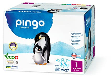 Windeln Größe 1-2 Packungen mit 27 Stück, für Neugeborene (2-5 kg), empfindliche Haut, mit Feuchtigkeitsmesser, umweltfreundlich, antiallergen, empfindliche Haut, Weiß