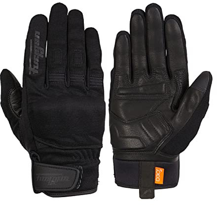 Furygan JET D3O Lady - Gants de moto Femme- Paume 100% cuir - Tactile - Confort - Gants d'été - Respirant & Léger - Protection Métacarpes D3O, Noir