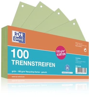 Oxford Trennstreifen, aus Karton, gelocht, 190 g/m², grün, 100 Stück