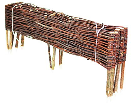 H4L Beeteinfassung Weide 5er Set Weidenzaun Rasenkante Beetumrandung 100cm Steckzaun Zaun Naturzaun 30cm Höhe