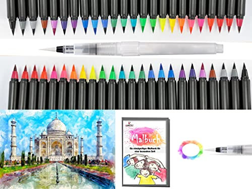 Brush Pen Aquarellstifte,Farben Set, Filzstifte Pinselstifte Fasermaler 1-5 mm, für Kalligraphie Hand-Lettering Bullet Journal Mandala Comics Manga Aquarell (24 Farben)
