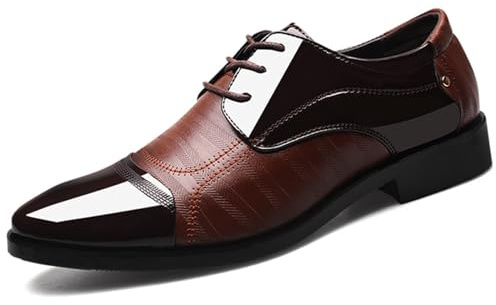 Mens Dress Shoes Oxford Shoes for Men Formal Pointed Lace Up Business Tuxedo Shoes (Brown, Adult, Men, 10, Numeric, US Footwear Size System, Medium)