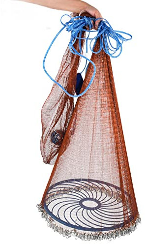 Filet de pêche américain avec plombs Lourds pour piège à appâts Diamètre du Poisson : 15,7 Pieds/4,8 m