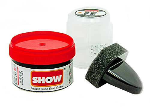 SHOW White Instant Shine Shoe Polish Cream with Sponge for Shoes Boots Bags - Unisex 50ml 1 Unit Polish Cream - Leather Nourishment and Conditioner - Shoe Care Products