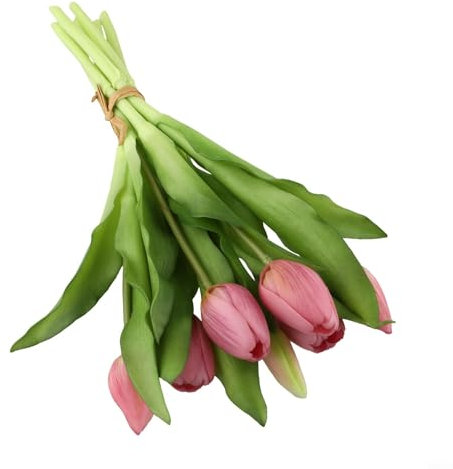 HEIBTENY Bouquet de tulipes artificielles avec 7 tulipes - Bouquet de tulipes artificielles - Décoration de mariage (violet clair)