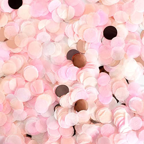 50g Buntes Rundes Konfetti - (1cm Durchmesser, ca. 5000 Stück), Hochzeitsdeko, Tischdeko, Confetti für Geburtstag, Hochzeit, Jubiläum, Gender Reveal, Pastell Streudeko für Party Deko (Roségold)