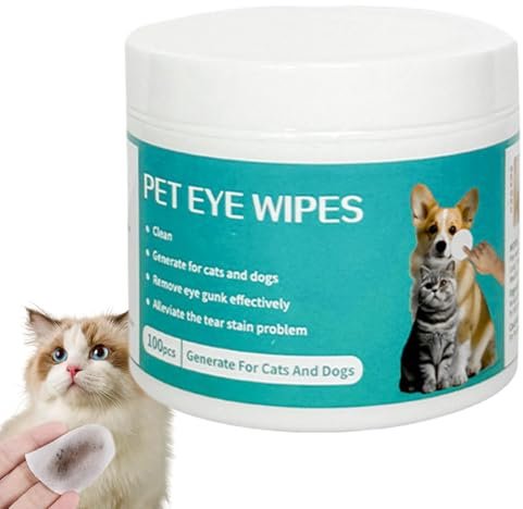 Toallitas para ojos de gato, 100 unidades, removedor de manchas de lágrimas, limpiador de ojos de perro, cómodas almohadillas de limpieza, toallitas de limpieza para ojos de perro, kit de aseo para