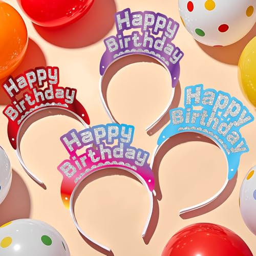 24 Stück 6 Farben Geburtstag Haarband Geburtstag Kronen Geburtstag Stirnband Geburtstagskrone Partyhüte Geburtstag Dekoration Kopfbedeckung Kopfschmuck Tiara Alles Gute zum Geburtstag Zubehör Kinder