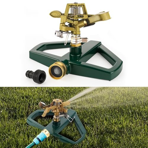 Sprinkler à la Pelouse avec Base Métallique, Gain de Pelouse Rotatif à 360 °pour Les Grandes Couvertures de Surface, Système D'irrigation pour Les Pelouses, Plantes, Pelouses D'arrosage