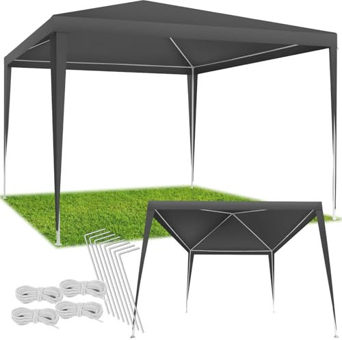 tectake® Tonnelle de Jardin Exterieur Tente de Reception 3x3m Protection UV 30+ Barnum Chapiteau Gazebo Pavillon de Jardin résistant à l'eau, Cadre Solide en Acier époxy