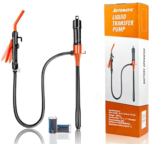 Electric Fuel Transfer Pump, Battery Operated Fuel Syphon Pump Up to 3.0 GPM,Adjustable Flow Leak-Proof 38-Inches Hose Portable Oil Transfer Pump for Gasoline,Diesel,Water