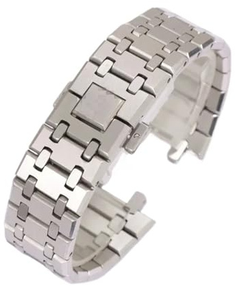 SRTYDCUR Bracelet de Montre en Acier Inoxydable Massif 904 Compatible avec Les modèles AP 15400 et 15703 AP Royal Oak et Audemars Piguet Royal Oak 28 mm et 26 mm for Homme(21mm)