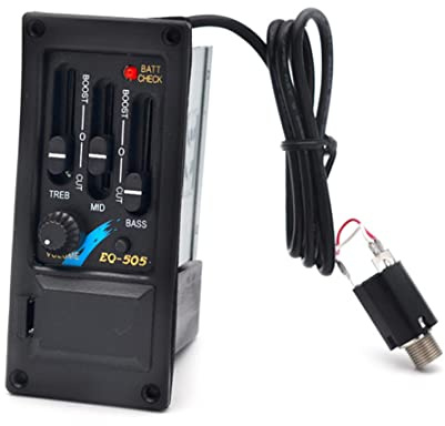 Pastillas de guitarra guitarra acústica 3 bandas EQ-505R preamplificador amplificador ecualizador pastilla piezoeléctrica negra |.sintonizador ecualizador