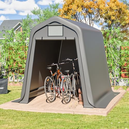 Aufbewahrungsschuppen 245×183×217 cm – Wasserdichtes Gerätehaus aus PE, Fahrradunterstand & Gerätezelt mit Rolltoren, UV- & Windfest (White, 245x183x217cm)