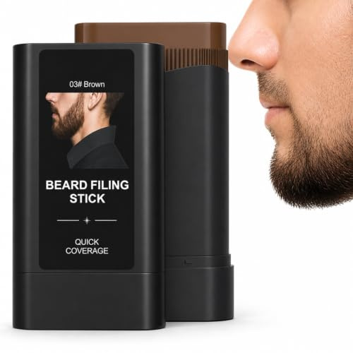 Men's Beard Colour Fill Stick, Mens Beard Dye Waterproof Sweat-Resistant | Instant Touch Up Dye Stick for Natural Grey Hair Coverage, Thickening & Defining Facial Hair with Smudge-Proof Finish (Brown)