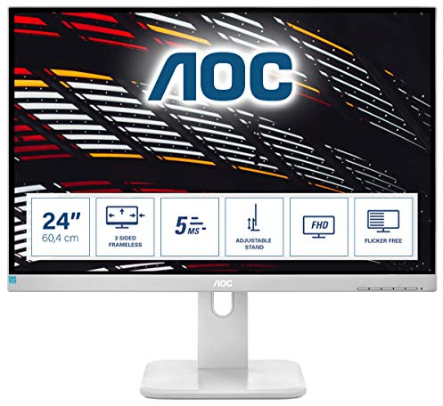 AOC 24P1/GR - 24 Zoll FHD Monitor, höhenverstellbar (1920x1080, 60 Hz, VGA, DVI, HDMI, DiplayPort, USB Hub) grau