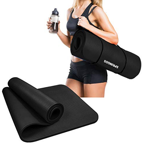 Tapis Noir Fitness Antidérapant 180x60 CM: Mat Épais pour Yoga, Pilates et Gym – Accessoire Musculation et Maison – SPRINGOS