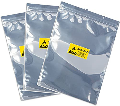 15 sacs à fermeture éclair antistatique de 11 x 15 pouces et 15 étiquettes antistatiques, grands sacs refermables antistatiques, sacs ESD pour la plupart des accessoires d'ordinateur