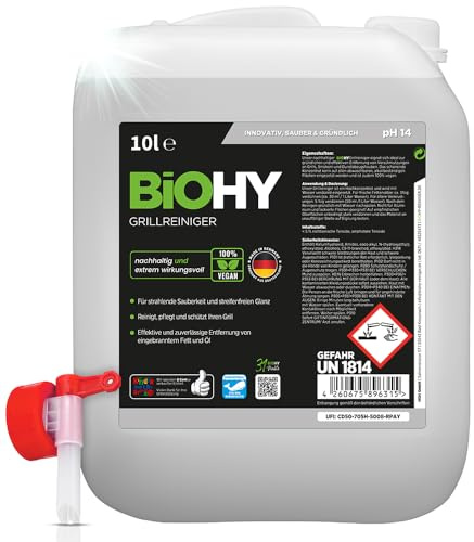 BiOHY Grillrengörare (10l burk) + knacka | Rengöringsmedel för kol, gas och elektriska grillar Aktivt skum mot bränt fett och olja (Grillreiniger)
