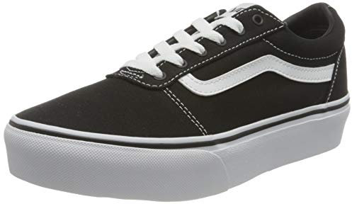Vans Damen Ward Platform Canvas Sneaker, Canvas Black White, 37 EU