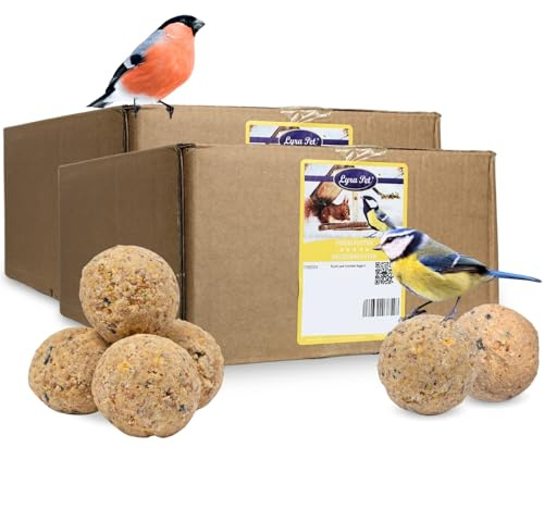 Lyra Pet® 2 x 100 Boules de Graisses à 90 g = 18 kg | Nourriture pour Oiseaux Toute l'année | Fournisseur d'énergie pour Les Oiseaux Sauvages | Riche en minéraux | Gras & Nutritif | pour mangeoires