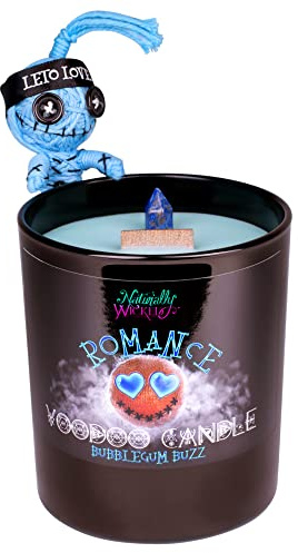Naturally Wicked® Voodoo romantiskt ljus | Inkluderar voodoo-docka och lapis lazuli kristallstav | naturlig, vegan och grymhetsfritt sojavax