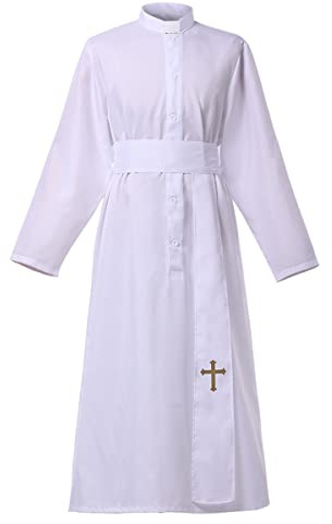 COSDREAMER Clergé soutane Robe de prédicateur en soutane pour homme (blanc, XL)