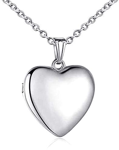 YOUFENG Jewellery Sterling Silver Love Heart Locket Necklace That Holds Pictures Engraved I Love You to the Moon and Back Photo Lockets Polished