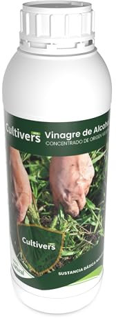 CULTIVERS Vinagre de Alcohol 1 L Concentrado 23° | Limpieza natural de zonas con hierbas no deseadas y sistemas de riego | Regulador de pH | Solución natural multiusos para huerto y jardín