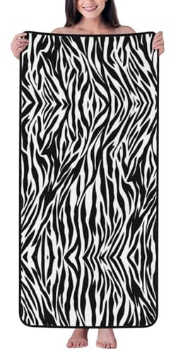 HYTTER Samt-Handtuch mit Zebramuster, 68,6 x 140 cm: hautfreundlich und bequem, gute Wasseraufnahme, weich, exquisit