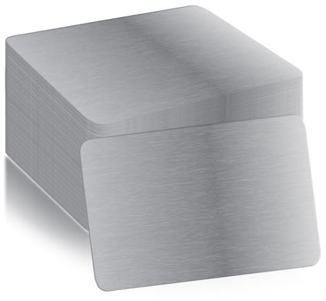 SPORWAY 100 Stück Visitenkarten Blanko: Metall Visitenkarten, Aluminium Silber Rohlinge Gravierte Visitenkarten 86X54X0,21mm Für House Office DIY Geschenkkarten