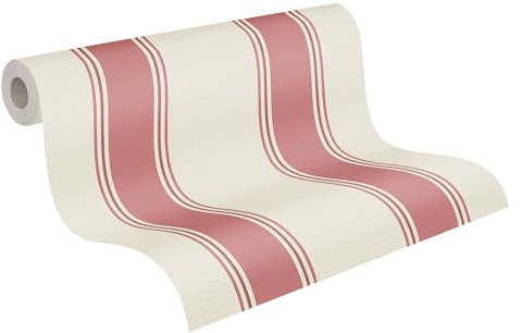 Livingwalls Michalsky 399831 Papier peint intissé à rayures de qualité supérieure Motif maison de campagne Crème Rouge